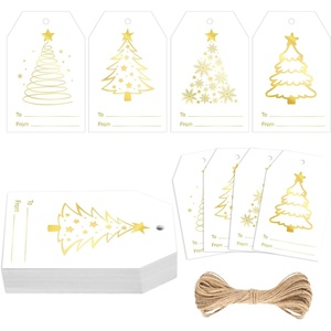image:imageG2PLUS 60Pcs Gold Christmas Gift Tags  4 Styles Christmas Name Tags Xmas Tree Holiday Paper Gift Tags with String for DIY Crafts Party Favors Gift Exchange Stocking Stuffers4 Styles Gold
