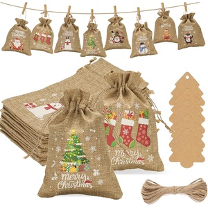 image:imageG2PLUS Christmas Drawstring Burlap Gift Bags  24 Pack Christmas Advent Calendar Bags 8 Designs 46 inches Goodie Gift Bag with Xmas Tree Tags for Xmas Holiday Party Favors5X7 Merry Christmas