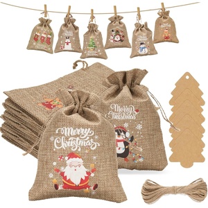 image:imageG2PLUS Christmas Drawstring Burlap Gift Bags  24 Pack Christmas Advent Calendar Bags 8 Designs 46 inches Goodie Gift Bag with Xmas Tree Tags for Xmas Holiday Party Favors4X6 Merry Christmas