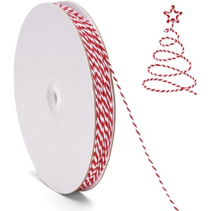 image:imageG2PLUS Christmas String  2mm 328ft Red Green White Cotton Twine String for Gift Wrapping Baking Packaging DIY Crafts Christmas Party DecorationsRed White