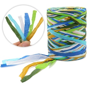 image:imageG2PLUS Colored 394 Feet Raffia Paper Ribbon Christmas Raffia Ribbon Packing Paper String for Gift Wrapping and DIY Decoration Green Yellow Blue PinkMulticolor Green Blue