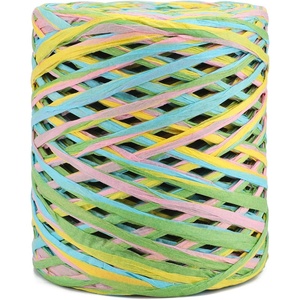image:imageG2PLUS Colored 394 Feet Raffia Paper Ribbon Christmas Raffia Ribbon Packing Paper String for Gift Wrapping and DIY Decoration Green Yellow Blue PinkPink Green Yellow Blue