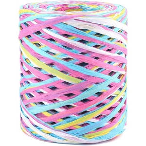 image:imageG2PLUS Colored 394 Feet Raffia Paper Ribbon Christmas Raffia Ribbon Packing Paper String for Gift Wrapping and DIY Decoration Green Yellow Blue PinkRose Red Blue Yellow White