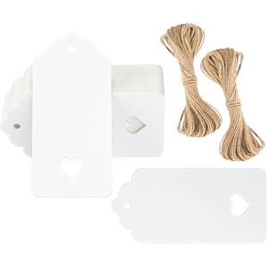image:imageG2PLUS Gift Tags with String 100PCS Hollow Heart Gift Tags 37x18 in Blank Label Hang Tag Heart Wedding Favors Tag White Paper Hangtags for Valentines Mothers Day Christmas Party FavorsHollow Heart White