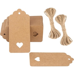 image:imageG2PLUS Gift Tags with String 100PCS Hollow Heart Gift Tags 37x18 in Blank Label Hang Tag Heart Wedding Favors Tag White Paper Hangtags for Valentines Mothers Day Christmas Party FavorsHollow Heart Brown