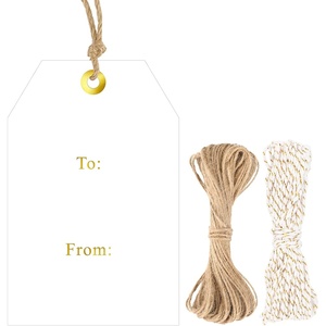 image:imageG2PLUS Gift Tags with String 100PCS White Blank Gift Wrapping Tag 33x22 in Pink Paper for Birthday Wedding Baby Bridal Shower DIY CraftGold To From