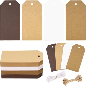 image:imageG2PLUS Gift Tags with String 4 Colors Kraft Paper Gift Tags 120PCS Blank Hanging Labels for Holiday Present Wrapping Wedding Birthday DIY Art Craft Supplies 2X4 in Gradient Brown WhiteBrown
