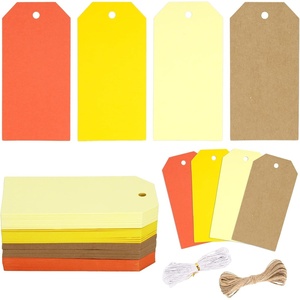image:imageG2PLUS Gift Tags with String 4 Colors Kraft Paper Gift Tags 120PCS Blank Hanging Labels for Holiday Present Wrapping Wedding Birthday DIY Art Craft Supplies 2X4 in Gradient Brown WhiteOrange