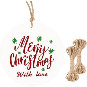 image:imageG2PLUS Gift Tags with String for Christmas 100Pcs Merry Christmas with Love Tags 2 Round Xmas Tag for Gift Wrapping Holiday Party FavorsMerry Christmas