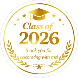 image:imageG2PLUS Graduation Thank You Stickers  120Pcs Class of 2026 Stickers Gold Foil Graduation Gift Labels 2in Round Envelope Seal Sticker for Certificate Congrats Grad Party FavorsGraduation Thank You  White Gold