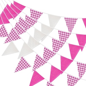 image:imageG2PLUS Green and White Gingham Fabric Bunting Banner 32Ft Cotton Burlap Triangle Garland for Xmas Wedding Dcor Birthday Picnic BBQ Golf Party amp Outdoor CelebrationsPinkWhite