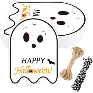 image:imageG2PLUS Happy Halloween Tags 50PCS Boo Gift Tags with String Ghost Pumpkin Trick or Treat Paper Hang Tags for DIY Crafts Candy Treat Bags Halloween Party FavorsBlack Ghost