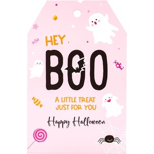image:imageG2PLUS Happy Halloween Tags 50PCS Boo Gift Tags with String Ghost Pumpkin Trick or Treat Paper Hang Tags for DIY Crafts Candy Treat Bags Halloween Party FavorsPink Boo Ghost