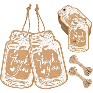image:imageG2PLUS Kraft Paper Gift Tags Blank Bottle Tag 100PCS Vintage Mason Jar Tags Canning Labels Brown Hangtags with Natural Jute Twine for DIY and Craft Canning Jars and Party FavorsBrown Bottlewhite Thank You