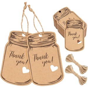 image:imageG2PLUS Kraft Paper Gift Tags Blank Bottle Tag 100PCS Vintage Mason Jar Tags Canning Labels Brown Hangtags with Natural Jute Twine for DIY and Craft Canning Jars and Party FavorsBrown Bottlethank You