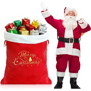 image:imageG2PLUS Large Velvet Santa Sack  30x36 Inch Red Christmas Drawstring Gift Bags for Big Presents Holiday Party Decor