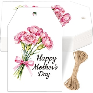 image:imageG2PLUS Mothers Day Gift Tags  50Pcs Happy Mothers Day Tags with String Pink Tuilp Bouquet Gift Tags Hanging Labels for Gift Wrapping Moms Birthday Party FavorsHappy Mothers  Carnation