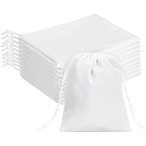 image:imageG2PLUS Pink Velvet Jewelry Pouches 20PCS Small Velvet Gift Bags with Drawstring Christmas Gift Bags for Wedding Favors Candy Bag Party Favors 47x59White