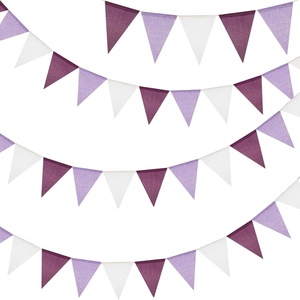 image:imageG2PLUS PreStrung Burlap Pennant Banners 39Ft Green Fabric Triangle Flag Bunting 36Pcs Pennant Banner Flags Garland for Golf Theme Party Birthday Wedding Baby Shower Party DecorationsPurple