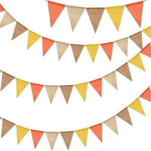 image:imageG2PLUS PreStrung Burlap Pennant Banners 39Ft Green Fabric Triangle Flag Bunting 36Pcs Pennant Banner Flags Garland for Golf Theme Party Birthday Wedding Baby Shower Party DecorationsOrange and Yellow