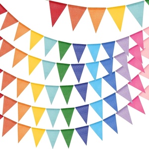 image:imageG2PLUS PreStrung Burlap Pennant Banners 39Ft Green Fabric Triangle Flag Bunting 36Pcs Pennant Banner Flags Garland for Golf Theme Party Birthday Wedding Baby Shower Party DecorationsMulti Color