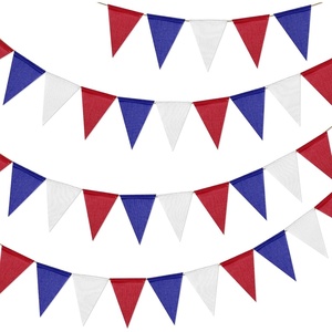 image:imageG2PLUS PreStrung Burlap Pennant Banners 39Ft Green Fabric Triangle Flag Bunting 36Pcs Pennant Banner Flags Garland for Golf Theme Party Birthday Wedding Baby Shower Party DecorationsRed Blue White