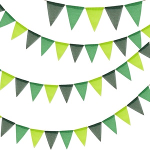 image:imageG2PLUS PreStrung Burlap Pennant Banners 39Ft Green Fabric Triangle Flag Bunting 36Pcs Pennant Banner Flags Garland for Golf Theme Party Birthday Wedding Baby Shower Party DecorationsGradient Green