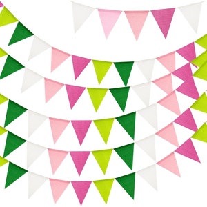 image:imageG2PLUS PreStrung Burlap Pennant Banners 39Ft Green Fabric Triangle Flag Bunting 36Pcs Pennant Banner Flags Garland for Golf Theme Party Birthday Wedding Baby Shower Party DecorationsPink Green and White