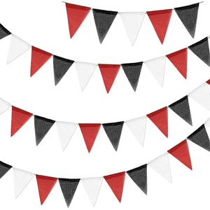 image:imageG2PLUS PreStrung Burlap Pennant Banners 39Ft Green Fabric Triangle Flag Bunting 36Pcs Pennant Banner Flags Garland for Golf Theme Party Birthday Wedding Baby Shower Party DecorationsRed Black White