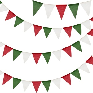 image:imageG2PLUS PreStrung Burlap Pennant Banners 39Ft Green Fabric Triangle Flag Bunting 36Pcs Pennant Banner Flags Garland for Golf Theme Party Birthday Wedding Baby Shower Party DecorationsRed and Green