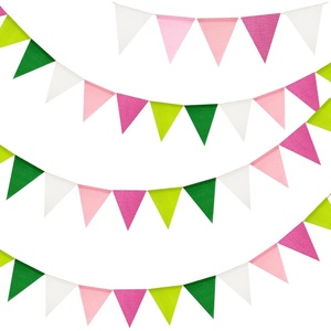 image:imageG2PLUS PreStrung Burlap Pennant Banners 39Ft Green Fabric Triangle Flag Bunting 36Pcs Pennant Banner Flags Garland for Golf Theme Party Birthday Wedding Baby Shower Party DecorationsPink and Green