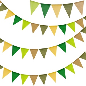 image:imageG2PLUS PreStrung Burlap Pennant Banners 39Ft Green Fabric Triangle Flag Bunting 36Pcs Pennant Banner Flags Garland for Golf Theme Party Birthday Wedding Baby Shower Party DecorationsSage Green