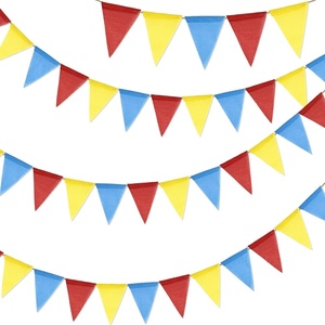 image:imageG2PLUS PreStrung Burlap Pennant Banners 39Ft Green Fabric Triangle Flag Bunting 36Pcs Pennant Banner Flags Garland for Golf Theme Party Birthday Wedding Baby Shower Party DecorationsRed Yellow Blue