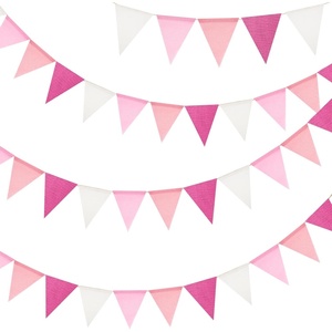 image:imageG2PLUS PreStrung Burlap Pennant Banners 39Ft Green Fabric Triangle Flag Bunting 36Pcs Pennant Banner Flags Garland for Golf Theme Party Birthday Wedding Baby Shower Party DecorationsPink
