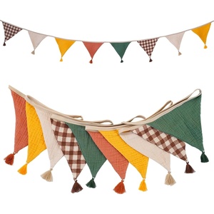 image:imageG2PLUS PreStrung Fabric Triangle Banner Garland 85ft DoubleSided Cotton Bunting Flags Reusable Pennant Banner for Boho Birthday Party Baby Shower Nursery DecorPastel Mix ColorAutumn Harvest Color
