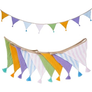 image:imageG2PLUS PreStrung Fabric Triangle Banner Garland 85ft DoubleSided Cotton Bunting Flags Reusable Pennant Banner for Boho Birthday Party Baby Shower Nursery DecorPastel Mix ColorMacaron Mix Color
