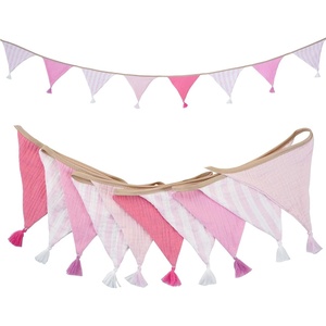 image:imageG2PLUS PreStrung Fabric Triangle Banner Garland 85ft DoubleSided Cotton Bunting Flags Reusable Pennant Banner for Boho Birthday Party Baby Shower Nursery DecorPastel Mix ColorPink Color