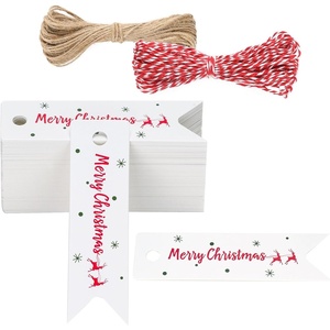 image:imageG2PLUS Small Merry Christmas Tags  100Pcs Deer Kraft Paper Gift Tags with String for Gift Wrapping Goodies Bags Christmas Holiday Party Favors28x08100 Pcs White Mini Merry Christmas Elks Tags