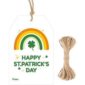 image:imageG2PLUS StPatricks Day Tags  50Pcs Happy StPatricks Day Tags with String A Lucky Treat for Someone Sweet Shamrock Gift Wrapping Tag for Irish Party FavorsRainbow StPatricks