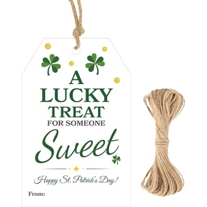 image:imageG2PLUS StPatricks Day Tags  50Pcs Happy StPatricks Day Tags with String A Lucky Treat for Someone Sweet Shamrock Gift Wrapping Tag for Irish Party FavorsLucky StPatricks