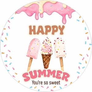 image:imageG2PLUS Summer Gift Stickers  60Pcs Happy Summer Stickers 2 Inch Round Ice Cream Label Sticker for Envelope Seals Gift Cards Bags Small Business Hawaii Tropical Luau Party FavorsSummerIce Cream