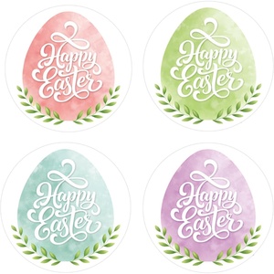 image:imageG2PLUS Summer Gift Stickers  60Pcs Happy Summer Stickers 2 Inch Round Ice Cream Label Sticker for Envelope Seals Gift Cards Bags Small Business Hawaii Tropical Luau Party FavorsHappy Easter4 Styles