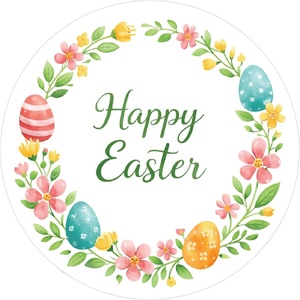 image:imageG2PLUS Summer Gift Stickers  60Pcs Happy Summer Stickers 2 Inch Round Ice Cream Label Sticker for Envelope Seals Gift Cards Bags Small Business Hawaii Tropical Luau Party FavorsHappy Easter