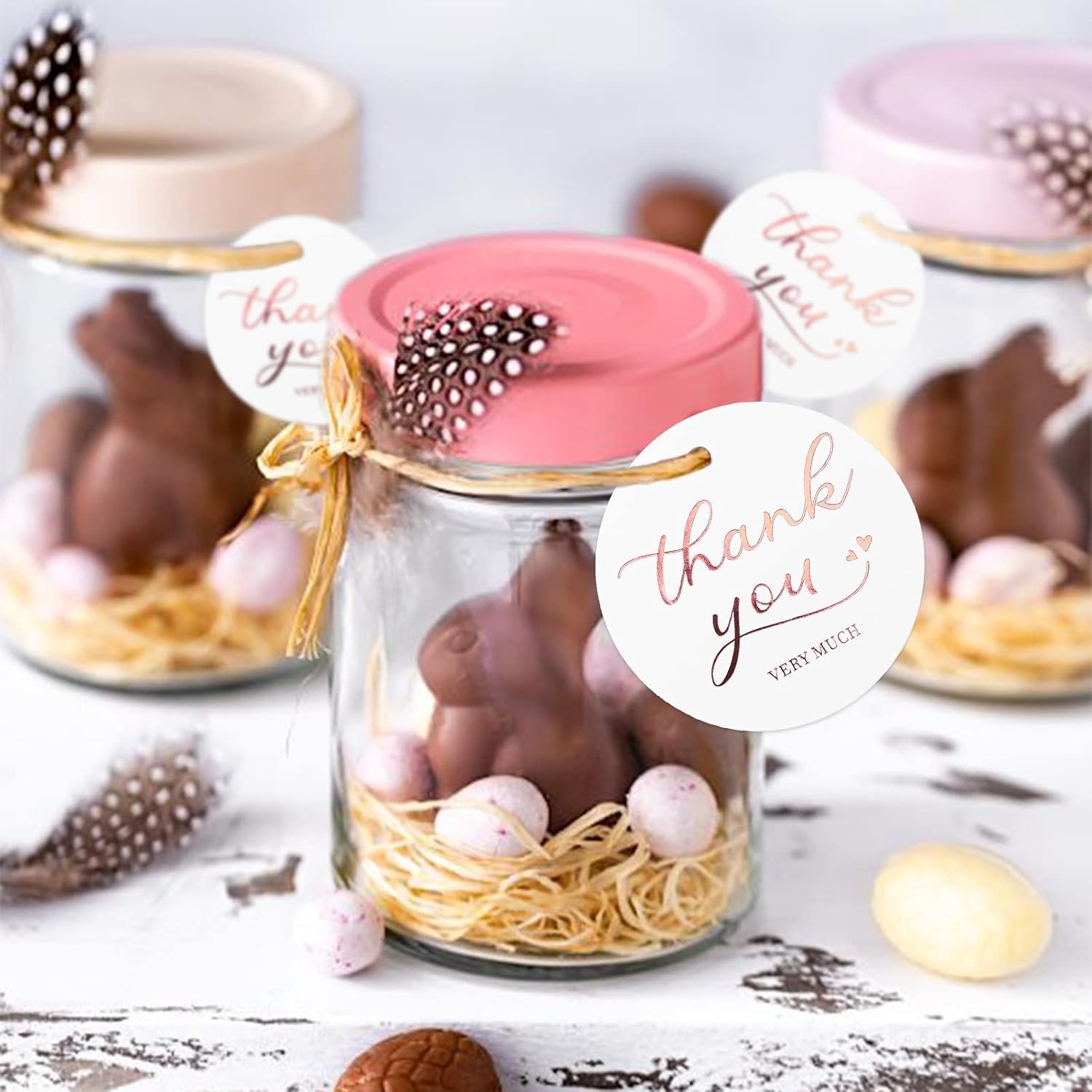 image:imageG2PLUS 100PCS Thank You Very Much Tags Rose Gold Foil Thank You Tag 22 in White Paper Round Gift Tags with String for Gift Wrapping DIY Arts amp Crafts Wedding Party FavorsRose Red Gold