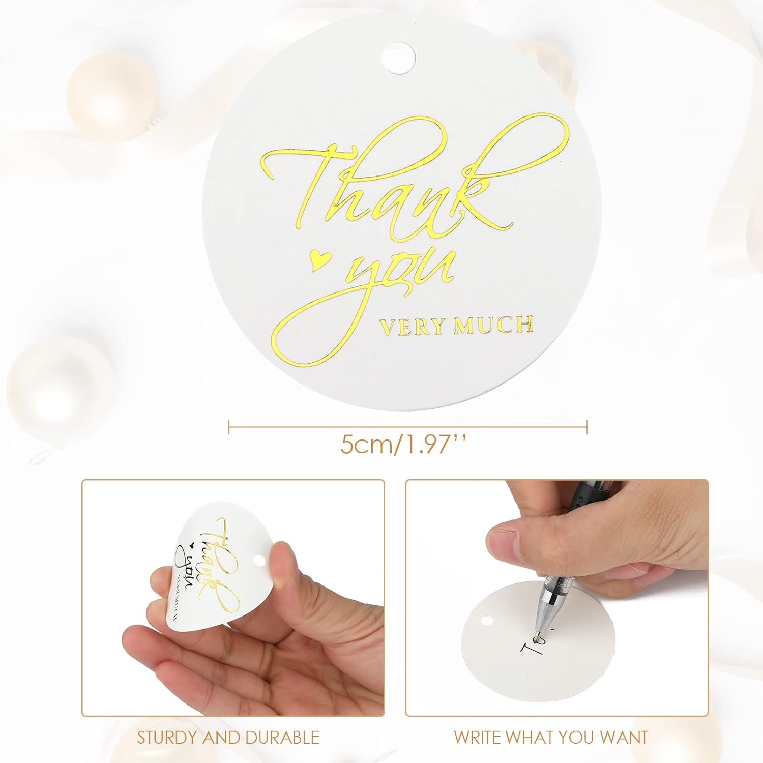 image:imageG2PLUS 100PCS Thank You Very Much Tags Rose Gold Foil Thank You Tag 22 in White Paper Round Gift Tags with String for Gift Wrapping DIY Arts amp Crafts Wedding Party FavorsThank You Tag White