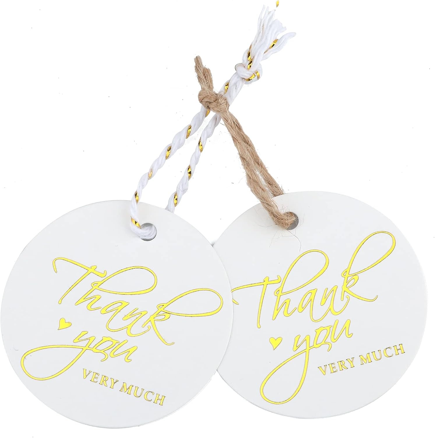 image:imageG2PLUS 100PCS Thank You Very Much Tags Rose Gold Foil Thank You Tag 22 in White Paper Round Gift Tags with String for Gift Wrapping DIY Arts amp Crafts Wedding Party FavorsThank You Tag White