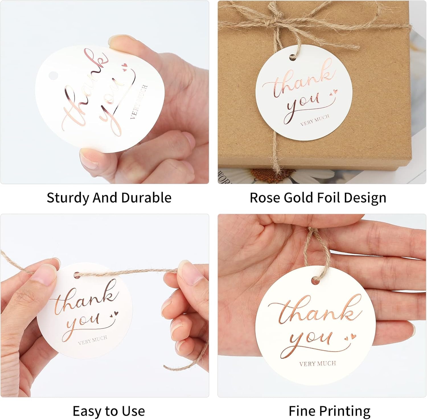 image:imageG2PLUS 100PCS Thank You Very Much Tags Rose Gold Foil Thank You Tag 22 in White Paper Round Gift Tags with String for Gift Wrapping DIY Arts amp Crafts Wedding Party FavorsRose Red Gold