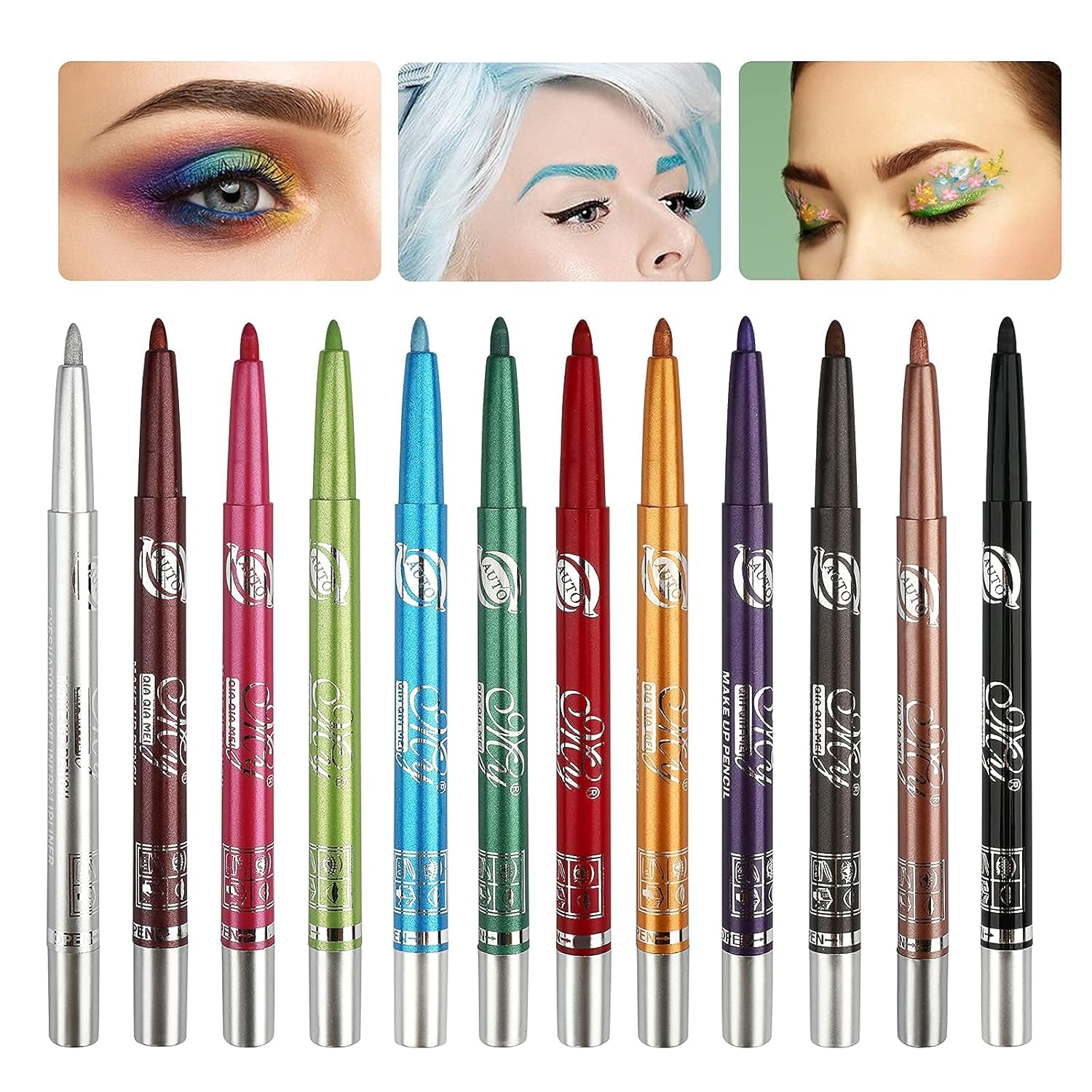image:imageG2PLUS 12 PCS Colorful Eyebrow Pencil Colored Eyeliners Colorful Liquid Eyeliner for Eyebrow Lip Liner Pencil Pen Makeup Cosmetic Set Kit Tool Waterproof