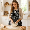 image:imageG2PLUS Thick Lemon Cotton Apron Kitchen Apron for Women Adjustable Cooking Apron with Pocket for Baking Garden ChristmasBlackfloral