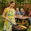 image:imageG2PLUS Thick Lemon Cotton Apron Kitchen Apron for Women Adjustable Cooking Apron with Pocket for Baking Garden ChristmasYellowelegant